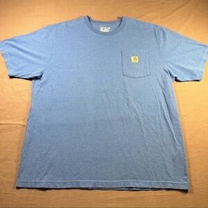 Carhartt Men’s XL Blue T-Shirt Loose Fit Pocket Logo Short Sleeve Workwear